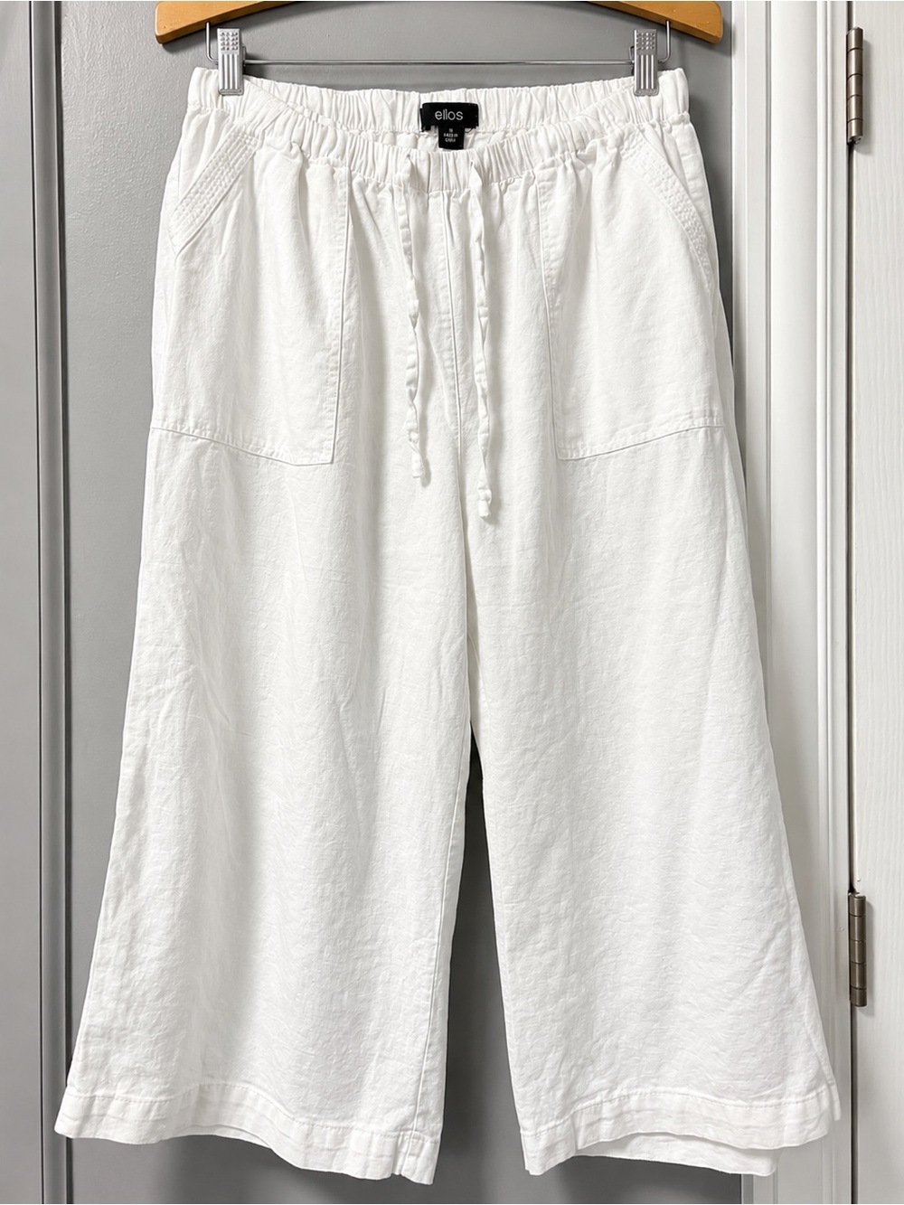 ellos White Drawstring Linen-Blend Jogger Pants